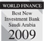 أفضل بنك استثماري سعودي جديد لعام 2009